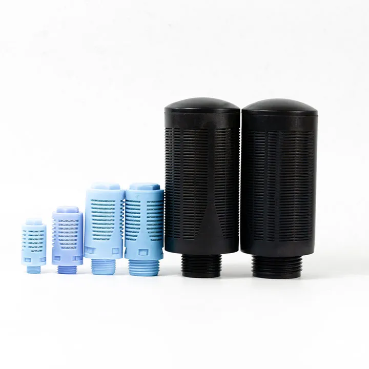 SILENCIADOR DE PLÁSTICO SPL-F 1/8 COM FELTRO DE LÃ & REDE DE ALUMÍNIO COR AZUL CLARO